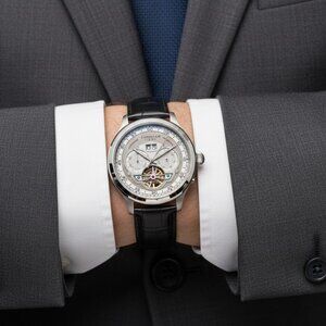 NWT Authentic Thomas Earnshaw Baron Chronograph Automatic Grey Dial Men's Watch